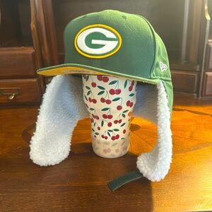 Vintage Green Bay Packers Fleece Lined Winter Hat Size 7 5/8